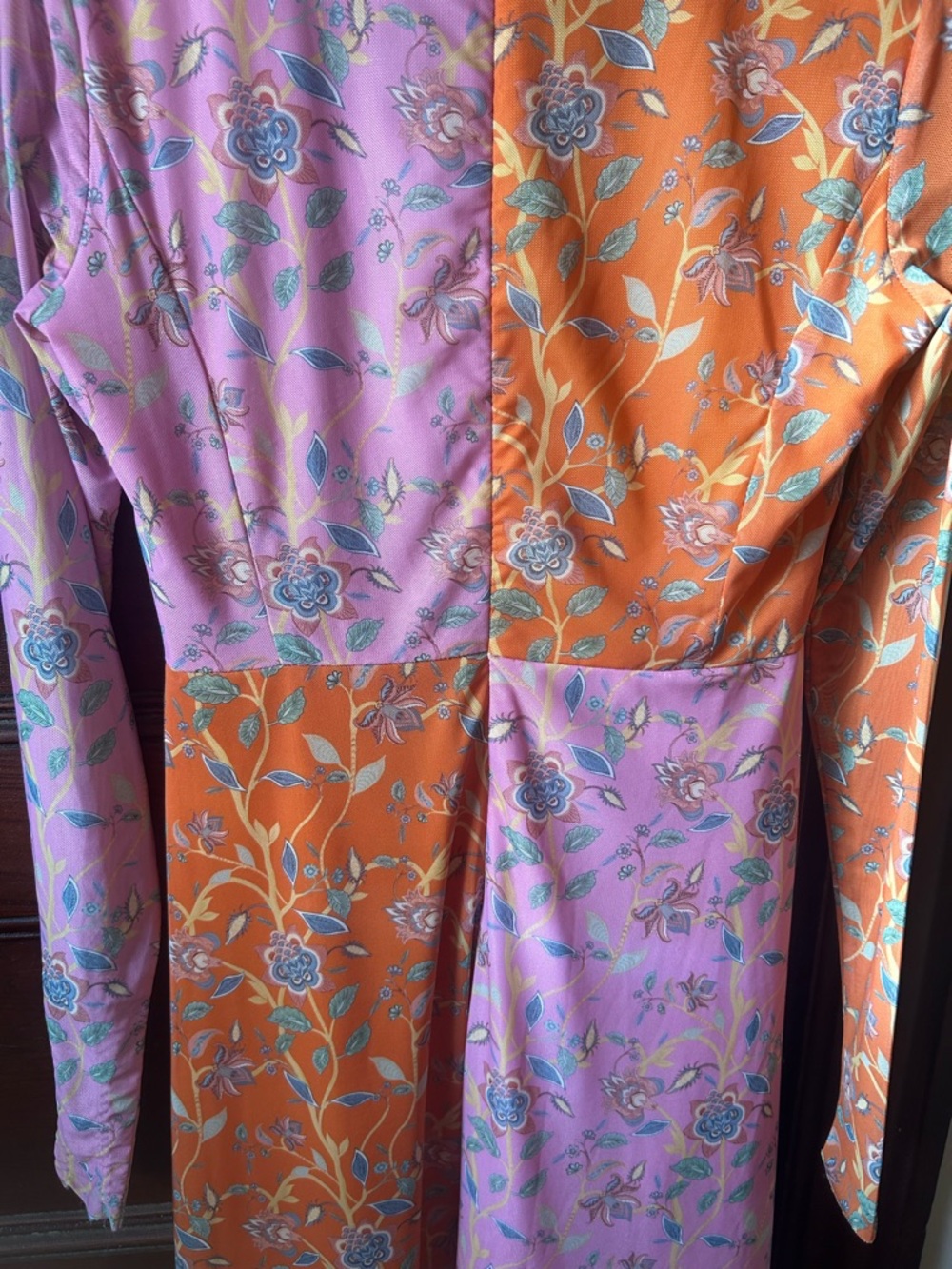 Anthropologie x Rachel Antonoff Olivia Dress - Two-Tone Floral Midi Pink&Orange - Picture 5 of 10